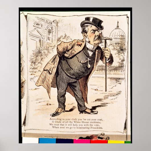 Caricature of Chester Alan Arthur, c.1883 Poster (Voorkant)