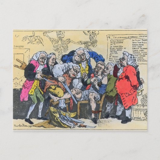 Caricature of Georgian Surgeons at work, 1793 Briefkaart (Voorkant)
