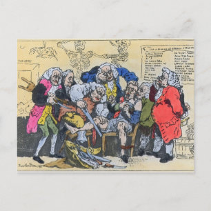 Caricature of Georgian Surgeons at work, 1793 Briefkaart