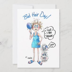 Caricature with Bad Hair and Funny Saying Feestdagenkaart