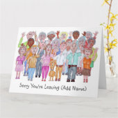 Caricaturen van een zad-volk die afscheid nemen va kaart (Gele Bloem)