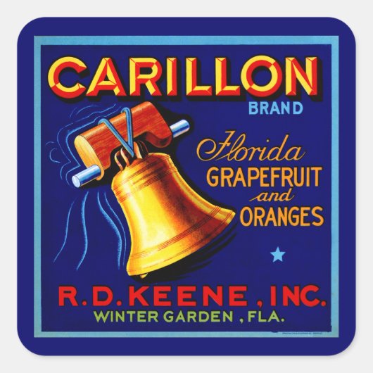 Carillon Florida Grapefruits Vierkante Sticker (Voorkant)