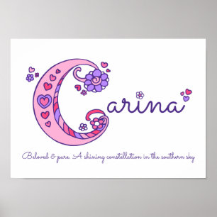 Carina initiaal C-doodle hartkunst betekent Poster