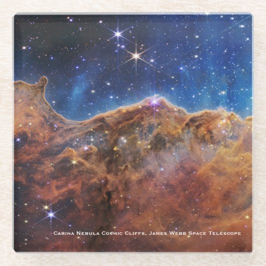 Carina Nebula Cosmic Cliffs James Webb Hi-Res Glazen Onderzetter (Voorkant)