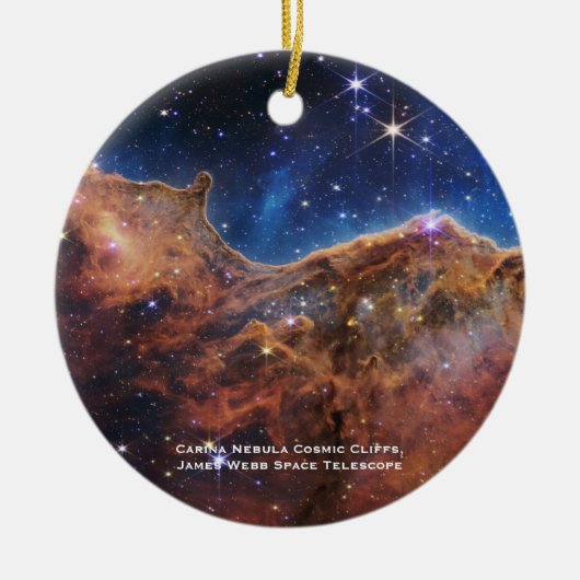Carina Nebula Cosmic Cliffs James Webb Kerstmis Keramisch Ornament (Voorkant)
