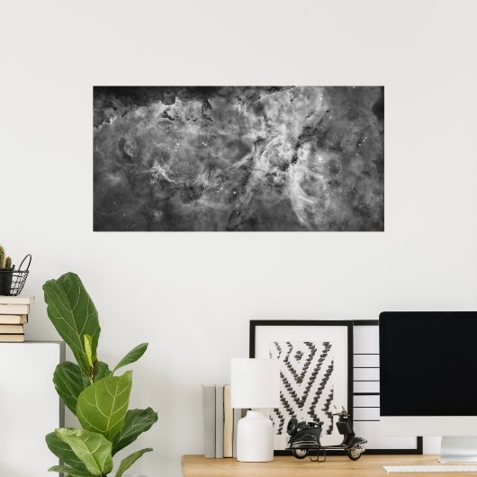 Carina Nebula: zwart-wit Poster (Thuiskantoor)