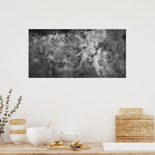 Carina Nebula: zwart-wit Poster (Keuken)