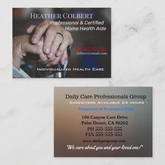 Caring4U Trusty Professional Visitekaartje (Voorkant / Achterkant)