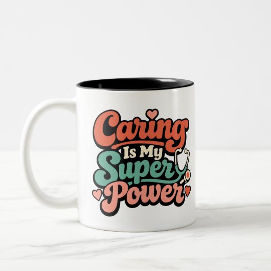 Caring Is My Superpower Nurse Tweekleurige Koffiemok (Links)