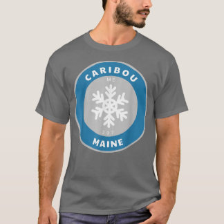 Cariou Maine ME Winter Snowflake Badge Souve T-shirt