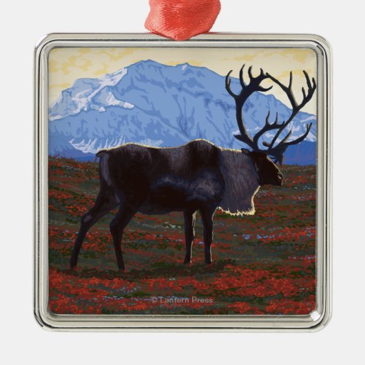 Cariou Scene - Yukon, Alaska Metalen Ornament (Voorkant)