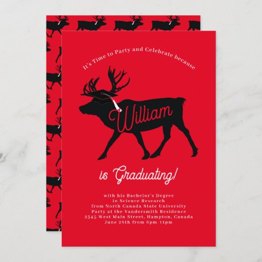 Cariou Silhouette Graduation Party Kaart (Voorkant / Achterkant)