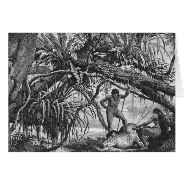 Caripuna Indianen met tapir (Voorkant Horizontaal)