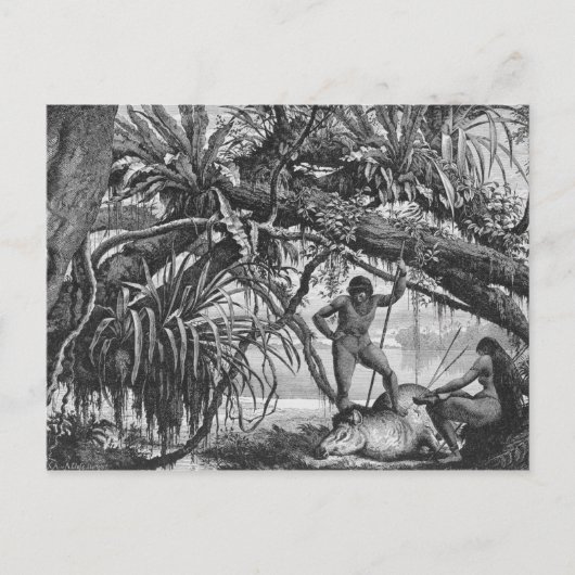 Caripuna Indianen met tapir Briefkaart (Voorkant)