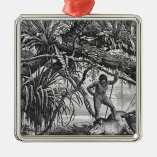 Caripuna Indianen met tapir Metalen Ornament