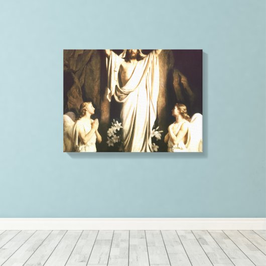 Carl Bloch - Heropleving van Christus Canvas Afdruk (Insitu (Houten vloer))
