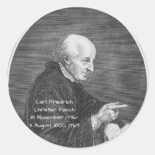 Carl Friedrich Christelijk Fasch 1769 Ronde Sticker