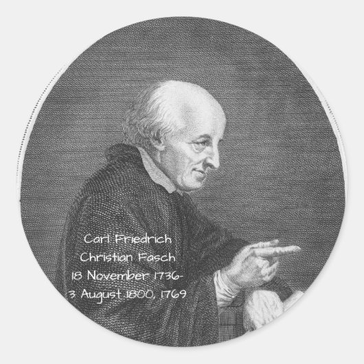 Carl Friedrich Christelijk Fasch 1769 Ronde Sticker (Voorkant)