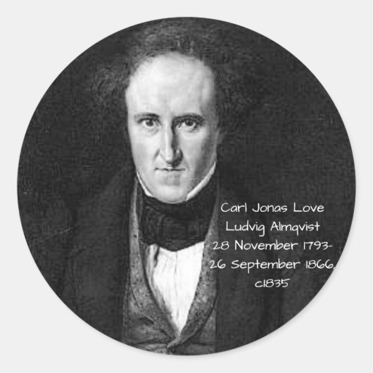 Carl Jonas Love Ludvig Almqvist c1835 Ronde Sticker (Voorkant)