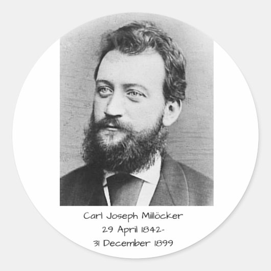 Carl Joseph Millöcker Ronde Sticker (Voorkant)