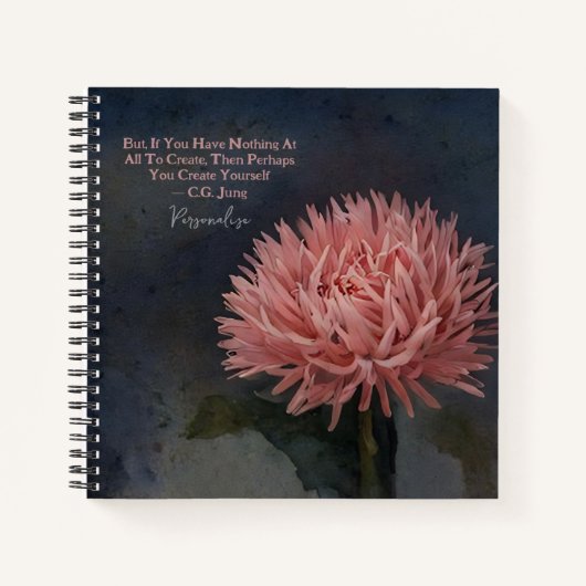 Carl Jung Creative Quote Schattigee Roze Bloemen D Notitieboek (Voorkant)
