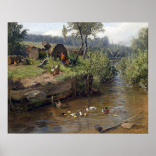 Carl Jutz Duck Familie in de Weir Poster