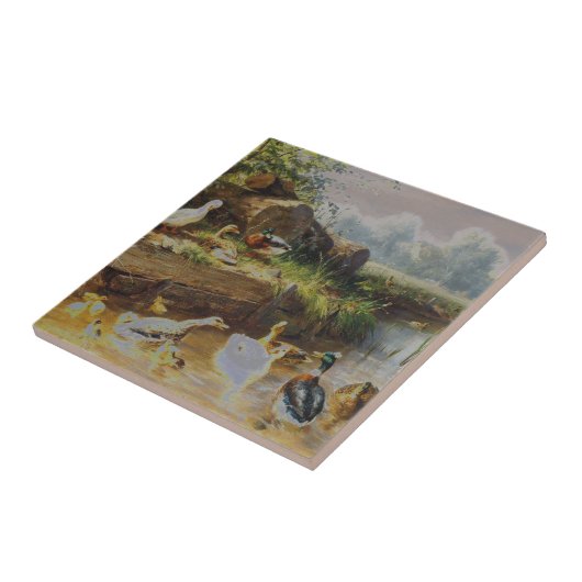 Carl Jutz - Eenden bij de Brook (Gewijzigd) Tegeltje (Zijkant)