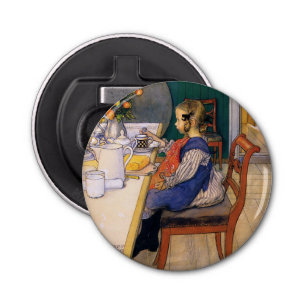 Carl Larsson A Late Riser's Miserable Breakfast Button Flesopener