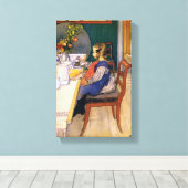 Carl Larsson A Late Riser's Miserable Breakfast Canvas Afdruk (Insitu (Houten vloer))