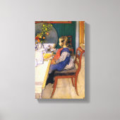 Carl Larsson A Late Riser's Miserable Breakfast Canvas Afdruk (Voorkant)