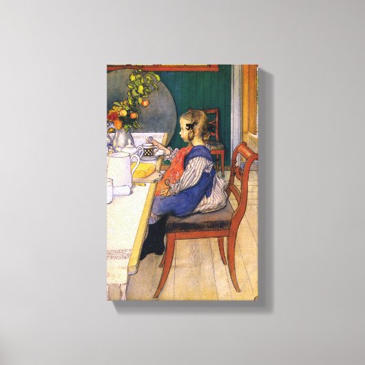 Carl Larsson A Late Riser's Miserable Breakfast Canvas Afdruk (Voorkant)