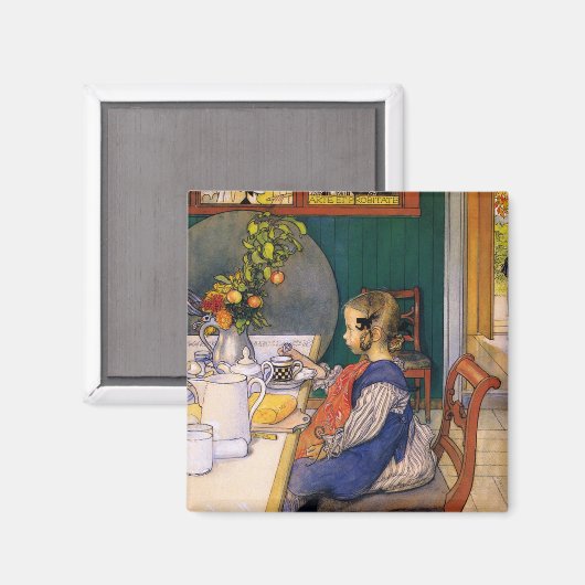 Carl Larsson A Late Riser's Miserable Breakfast Magneet (Voorkant / Achterkant)