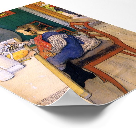 Carl Larsson A Late Riser's Miserable Breakfast Poster (Hoek)