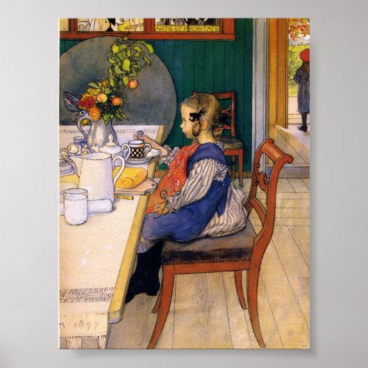 Carl Larsson A Late Riser's Miserable Breakfast Poster (Voorkant)
