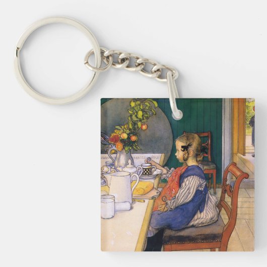 Carl Larsson A Late Riser's Miserable Breakfast Sleutelhanger (voorkant)