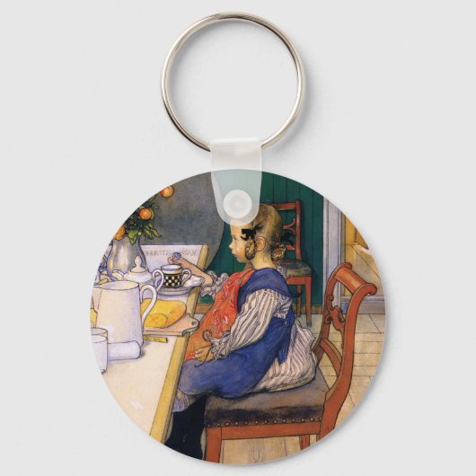 Carl Larsson A Late Riser's Miserable Breakfast Sleutelhanger (Voorkant)