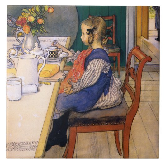 Carl Larsson A Late Riser's Miserable Breakfast Tegeltje (Voorkant)