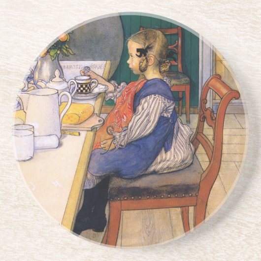 Carl Larsson A Late Risers Miserable Breakfast Zandsteen Onderzetter (Voorkant)