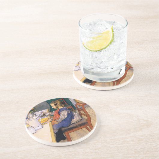 Carl Larsson A Late Risers Miserable Breakfast Zandsteen Onderzetter (Zijkant)