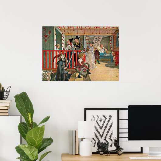 Carl Larsson art: Een dag van feestvieren Poster (Thuiskantoor)