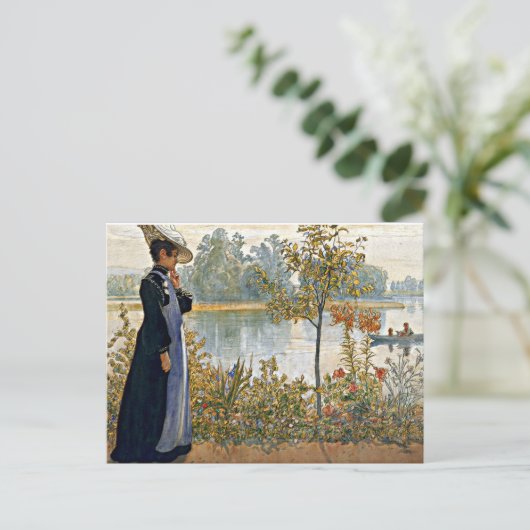 Carl Larsson art: Karin op de kust Briefkaart (Staand voorkant)