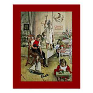 Carl Larsson art: Kerstmorgen Perfect Poster
