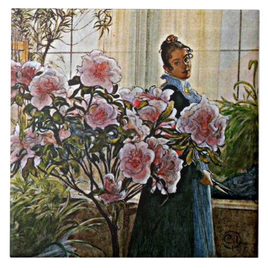 Carl Larsson - Azalea Tegeltje (Voorkant)