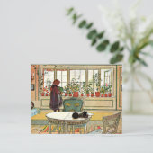 Carl Larsson - Bloemen op de vensterbank Briefkaart (Staand voorkant)
