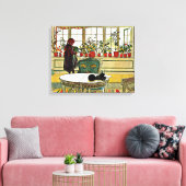 Carl Larsson - Bloemen op een ramen Canvas Afdruk (Insitu (Woonkamer))