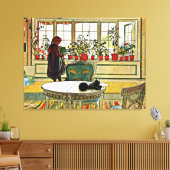 Carl Larsson - Bloemen op een ramen Canvas Afdruk (Insitu (Woonkamer))