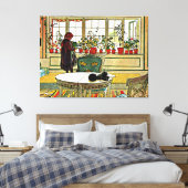Carl Larsson - Bloemen op een ramen Canvas Afdruk (Insitu (Slaapkamer))