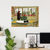 Carl Larsson - Bloemen op een ramen Poster (Thuiskantoor)
