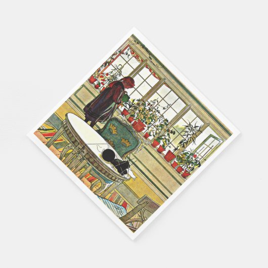 Carl Larsson - Bloemen op een ramen Servet (Hoek)