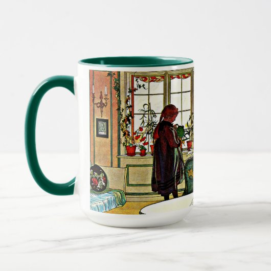 Carl Larsson - Bloemen op een vensterbank, beelden Mok (Links)